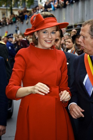 Queen Mathilde, October 18, 2013 in Fabienne Delvigne | Royal Hats