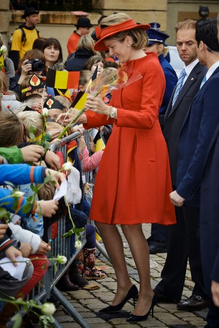 Queen Mathilde, October 18, 2013 in Fabienne Delvigne | Royal Hats