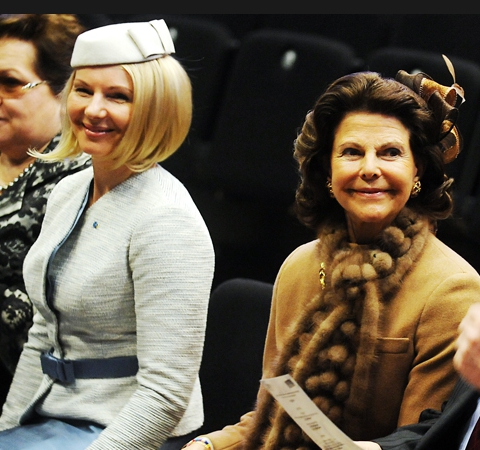 Latvian First Lady Dace Seisuma and Queen Silvia, March 26, 2014 | The Royal Hats Blog