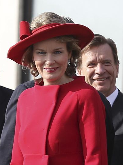 Queen Mathilde, April 1, 2014 in Fabienne Delvigne | The Royal Hats Blog