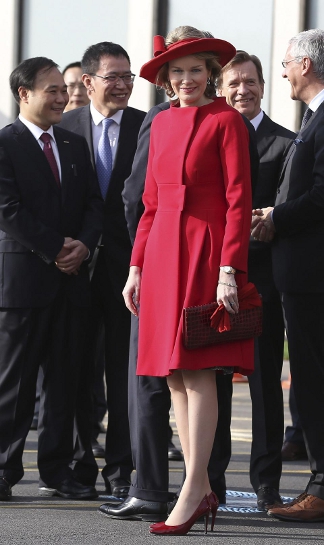 Queen Mathilde, April 1, 2014 in Fabienne Delvigne | The Royal Hats Blog