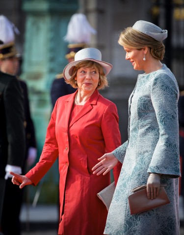 Queen Mathilde, March 8, 2016 in Fabienne Delvigne |Royal Hats