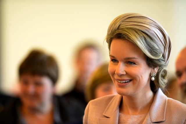 Queen Mathilde, March 9, 2016 in Fabienne Delvigne | Royal Hats