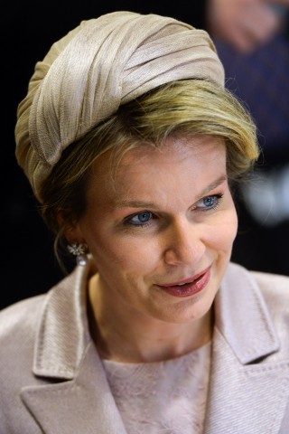 Queen Mathilde, March 9, 2016 in Fabienne Delvigne | Royal Hats